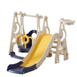 Cầu Trượt Xích Đu 3 in1 Cho Bé Chất Liệu Nhựa Nguyên Sinh Cao Cấp, Bóng Rổ Tháo Lắp Tiện Lợi