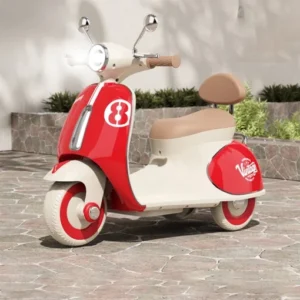 Xe Máy Điện Trẻ Em Vespa 618 Có Điều Khiển Từ Xa, Sử Dụng Chân Ga, Nhạc Còi Đầy Đủ